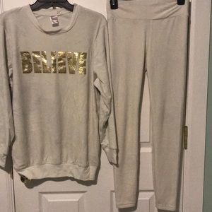 Beige jumpsuit only used one time comfy and warm